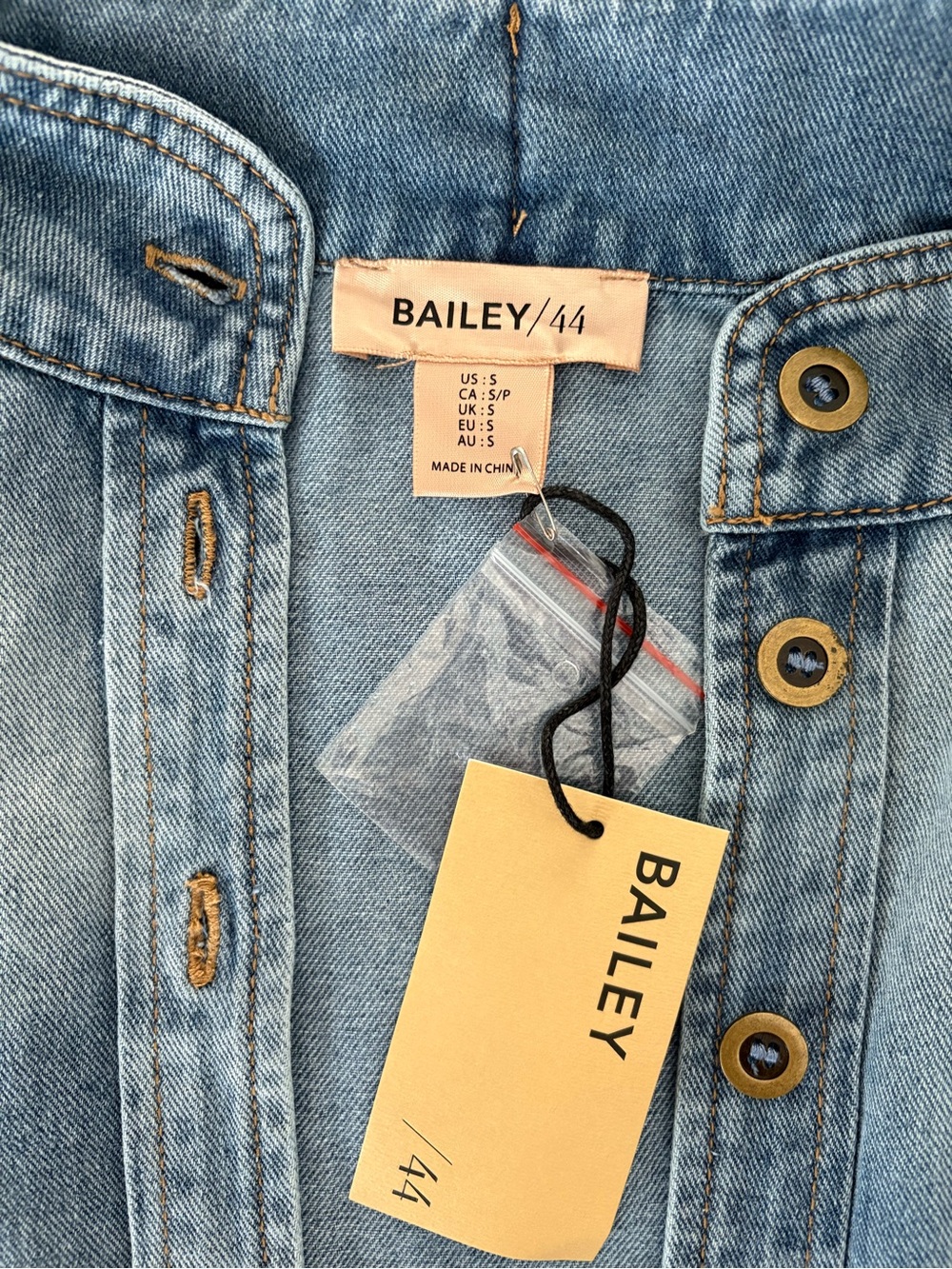 NWT Bailey44 Tie-Neck Puff Sleeve Denim Button-Down Shirt. Zimmerman Inspired. - Picture 8 of 13